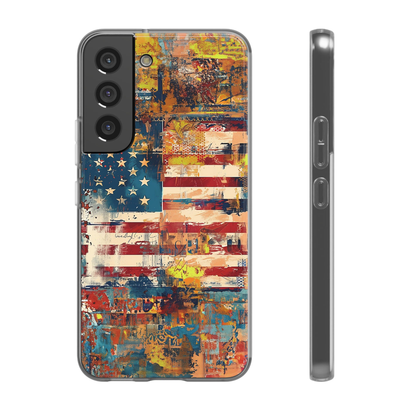 Cute Flexi Phone Cases, US Flag Abstract, Compatible with Samsung Galaxy S23, Samsung S22, Samsung S21, Samsung S20, Galaxy S20 Ultra