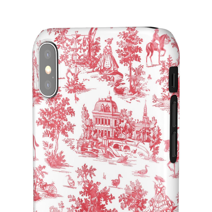 Snap French Toile Personalized Initial Custom Gift for Her Cute Phone Cases for Samsung S24, S23, S22, S21, S20, Plus and Ultra and Iphone, 16, 15, 14, 13, 12, 11. 10 - Studio40ParkLane