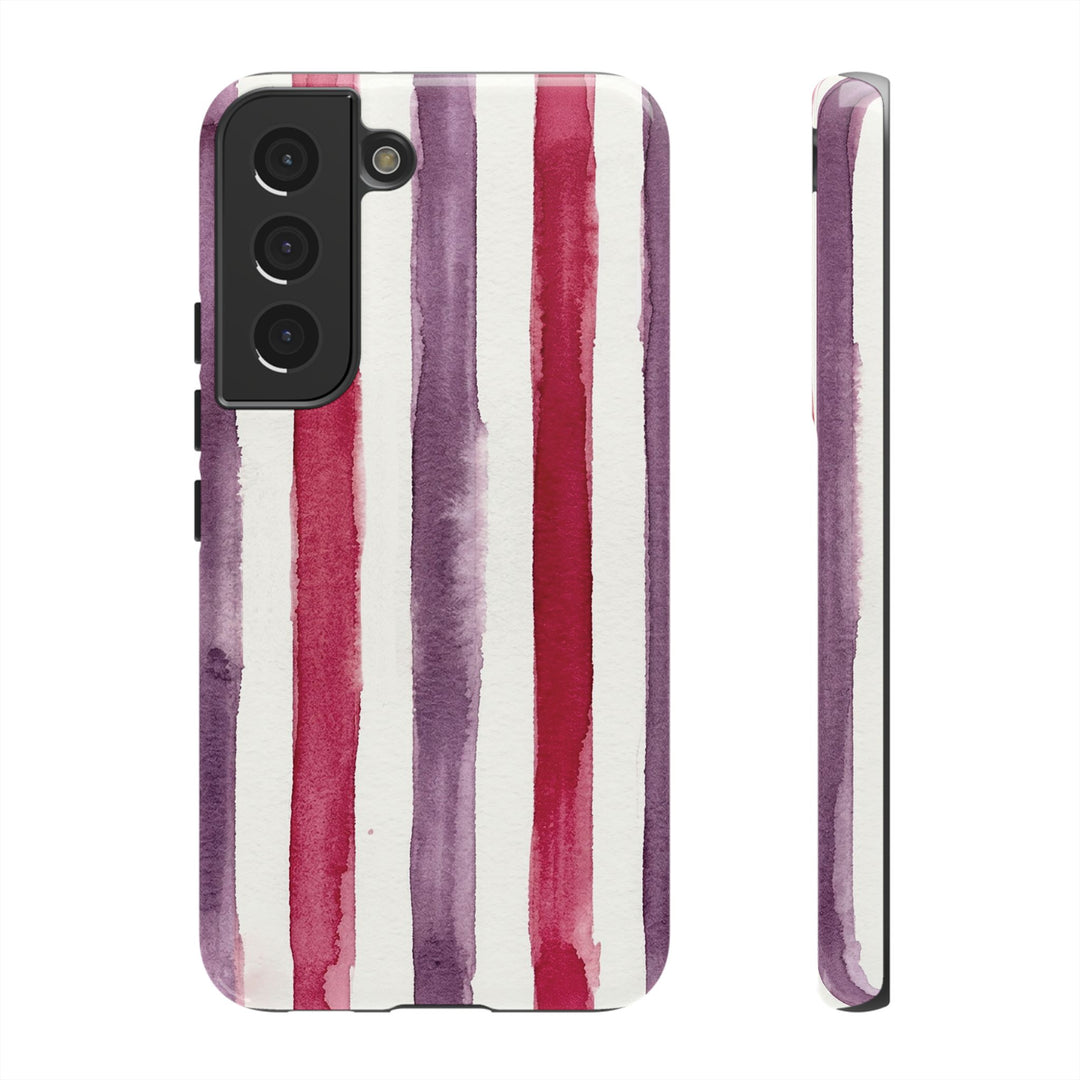 Tough Cute Wine Red Purple Stripes Phone Case, for IPhone 17 Pro Max | Iphone 17 Air, Iphone 16, IPhone 15, 14 13 12, Samsung Galaxy S26, S25, S24, S23 - Studio40ParkLane