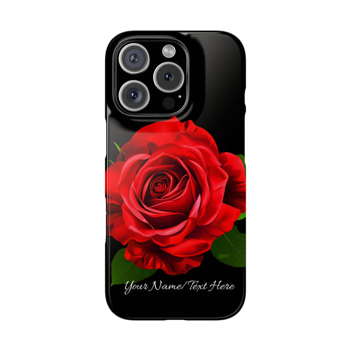 Slim Custom Personalized Red Rose Flowers Gift for Her Cute Phone Cases for Iphone 16 Pro Max | iPhone 15 Case | iPhone 15 Pro Max Case, Iphone 14, Iphone 14 Pro Max, Iphone 13 12 11 8 7 - Studio40ParkLane