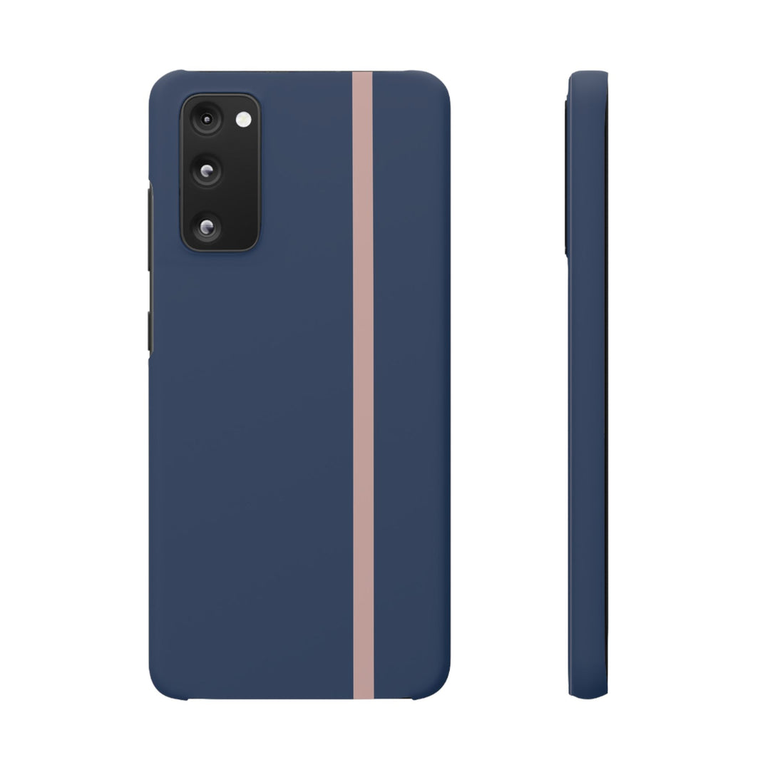 Sleek Navy Blue Pink Stripe Snap Phone Case for iPhone 18 17 16 15 14 13 Pro Max, Samsung Galaxy S26 S25 Ultra Lightweight Cute Phone Case - Studio40ParkLane