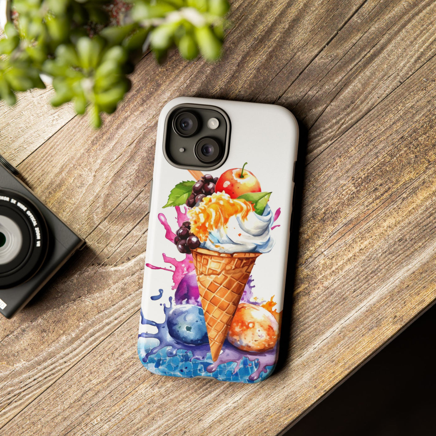 Impact Resistant, Summer Ice Cream Cone, Cute Phone Cases for Samsung S24, S23, S22, S21, IPhone 15 pro Iphone 14 pro Iphone 13 IPhone 12 Iphone 11