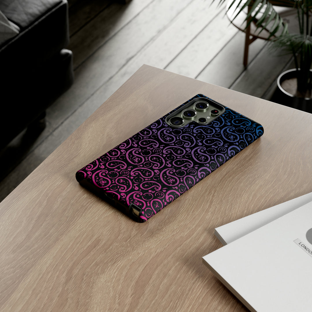 Cool Phone Case | Aesthetic Phone Case | Paisley Blue Pink Black | For Samsung Galaxy S23, S22, S21, S20 | Luxury Double Layer | Cute - Studio40ParkLane