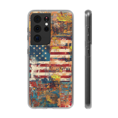 Cute Flexi Phone Cases, US Flag Abstract, Compatible with Samsung Galaxy S23, Samsung S22, Samsung S21, Samsung S20, Galaxy S20 Ultra