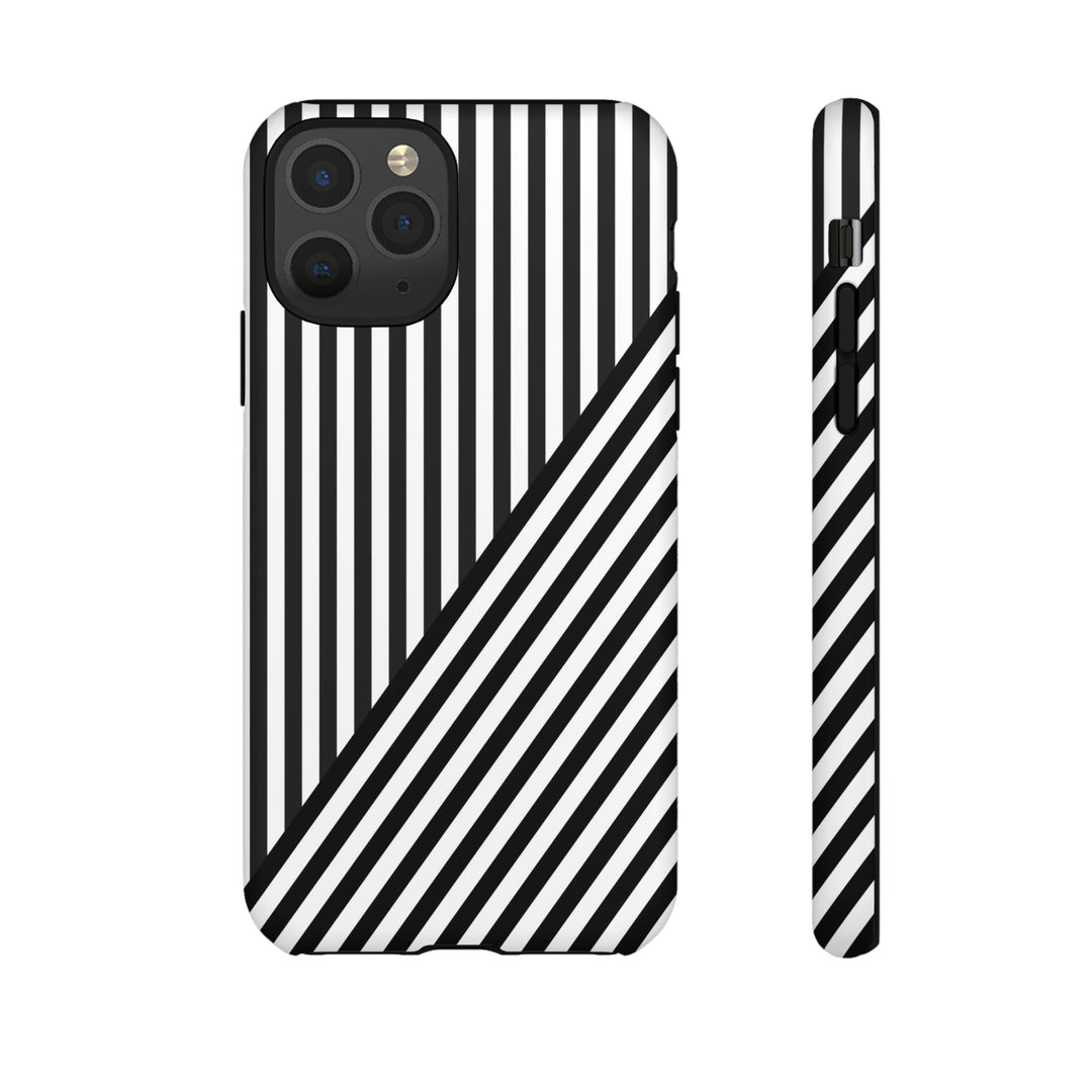 Aesthetic Tough Black White Stripes Phone Case - For iPhone 17 Pro Max iPhone 16 Pro iPhone 15 Iphone 14 Plus 13 Pro 12 11 10 XR - Studio40ParkLane
