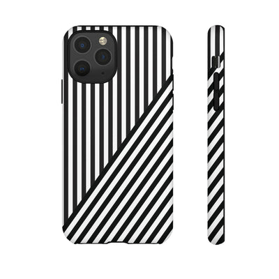 Aesthetic Tough Black White Stripes Phone Case - For iPhone 17 Pro Max iPhone 16 Pro iPhone 15 Iphone 14 Plus 13 Pro 12 11 10 XR - Studio40ParkLane