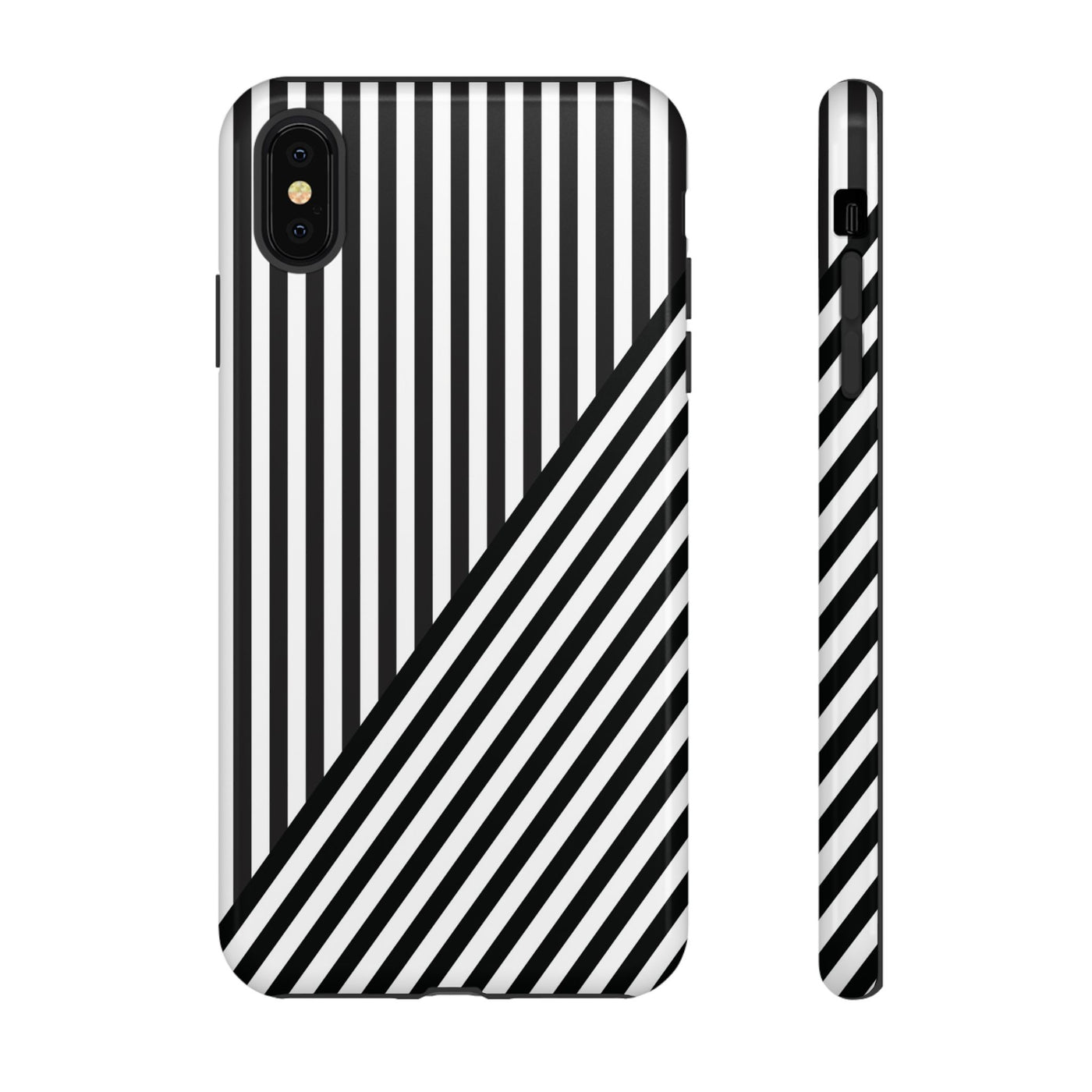 Aesthetic Tough Black White Stripes Phone Case - For iPhone 17 Pro Max iPhone 16 Pro iPhone 15 Iphone 14 Plus 13 Pro 12 11 10 XR - Studio40ParkLane