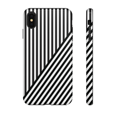Aesthetic Tough Black White Stripes Phone Case - For iPhone 17 Pro Max iPhone 16 Pro iPhone 15 Iphone 14 Plus 13 Pro 12 11 10 XR - Studio40ParkLane