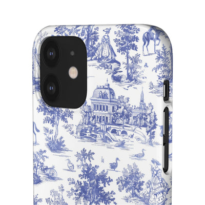 Snap Blue Vintage French Toile Cute Phone Cases for Samsung Galaxy S24, S23, S22, S21, S20, Plus, Ultra, Iphone 16, 15, 14, Pro and Max