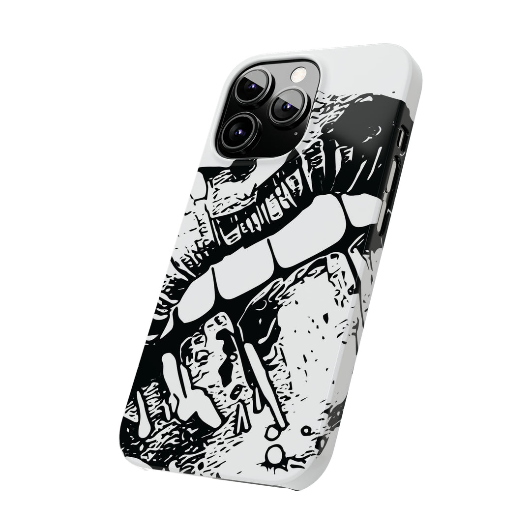 Slim Cute Phone Cases for Iphone - | iPhone 15 Case | iPhone 15 Pro Max Case, Iphone 14 Case, Iphone 14 Pro Max, Iphone 13, Smile Lips Black and White - Studio40ParkLane