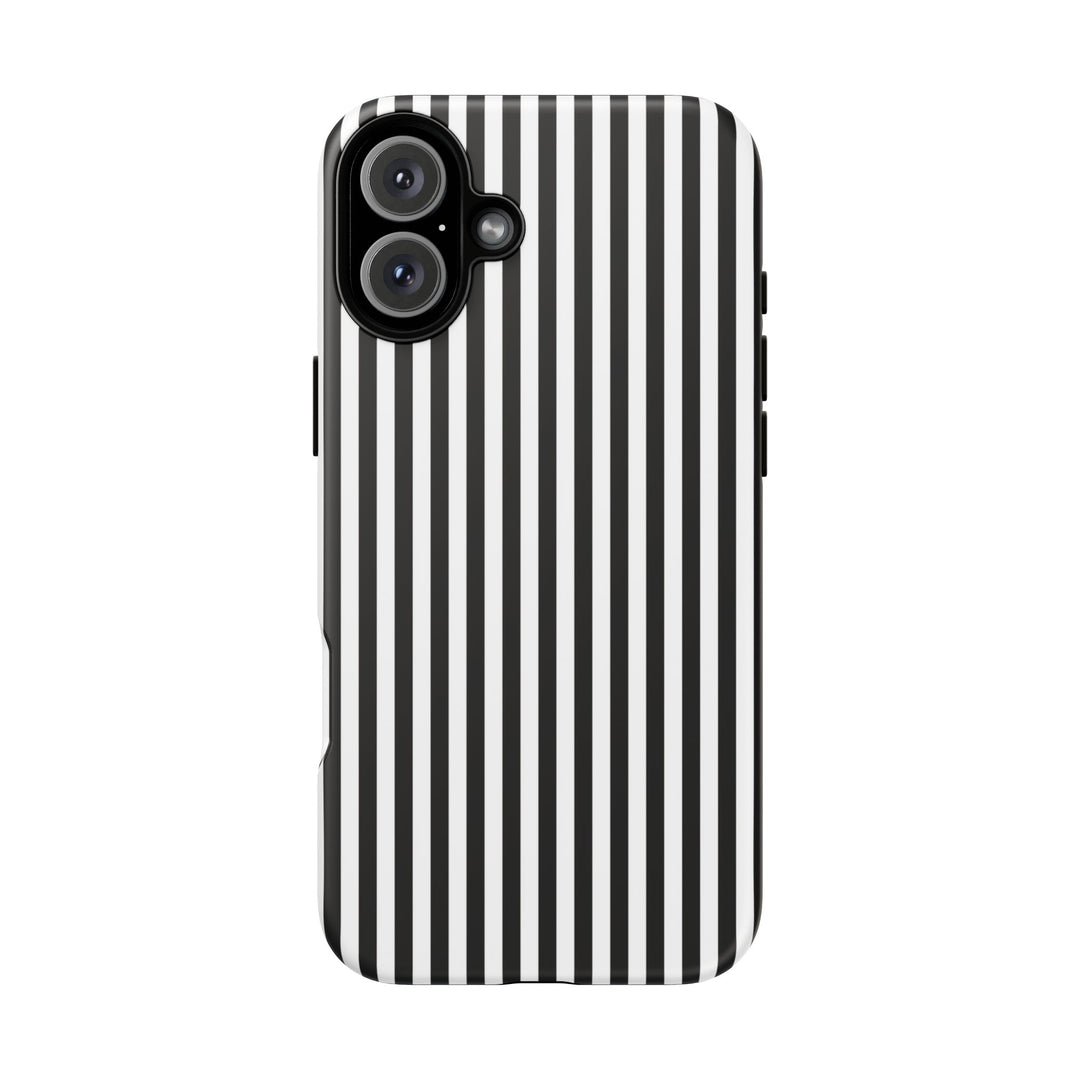 Tough Premium Black White Stripes Phone Case Gift for Her - For Apple iPhone 16 Pro Max 16e iPhone 15 Pro iPhone Iphone 14 Plus 13 Pro 12 SE XR - Studio40ParkLane