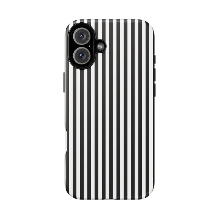 Tough Premium Black White Stripes Phone Case Gift for Her - For Apple iPhone 16 Pro Max 16e iPhone 15 Pro iPhone Iphone 14 Plus 13 Pro 12 SE XR - Studio40ParkLane