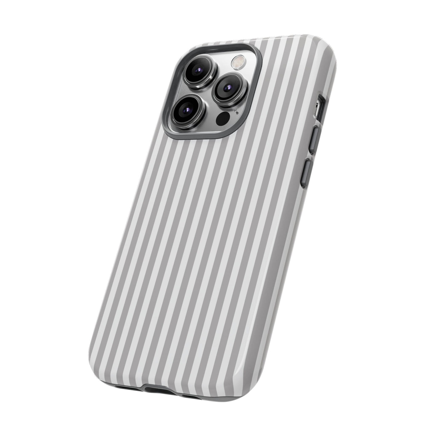 Tough Premium Ash Grey Stripes Phone Case Gift for Her - For Apple iPhone 16 Pro Max 16e iPhone 15 Pro iPhone Iphone 14 Plus 13 Pro 12 SE XR - Studio40ParkLane