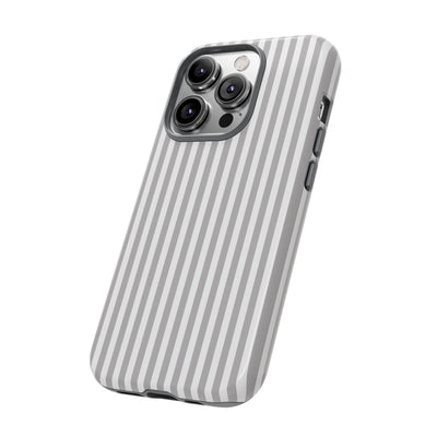 Tough Premium Ash Grey Stripes Phone Case Gift for Her - For Apple iPhone 16 Pro Max 16e iPhone 15 Pro iPhone Iphone 14 Plus 13 Pro 12 SE XR - Studio40ParkLane