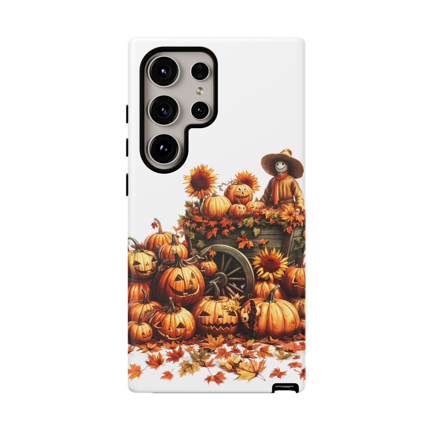 Impact Resistant, Fall Leaves Scarecrow, Cute Phone Cases for Samsung S24, S23, S22, S21, IPhone 15 pro Iphone 14 pro Iphone 13 IPhone 12 Iphone 11