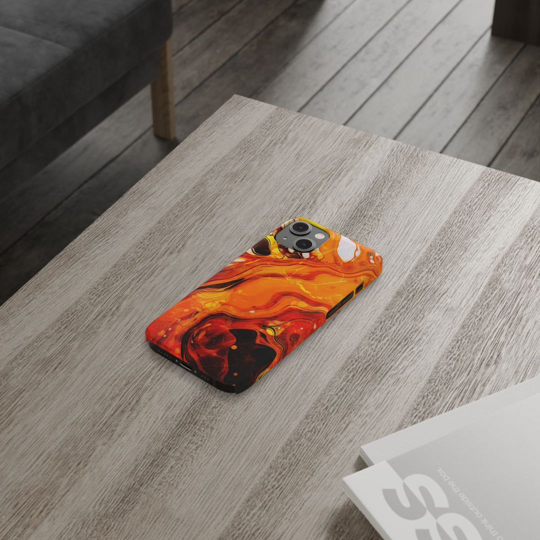 Slim Cute Phone Cases for Iphone - | iPhone 15 Case | iPhone 15 Pro Max Case, Iphone 14 Case, Iphone 14 Pro Max, Iphone 13, Marble Orange Yellow - Studio40ParkLane