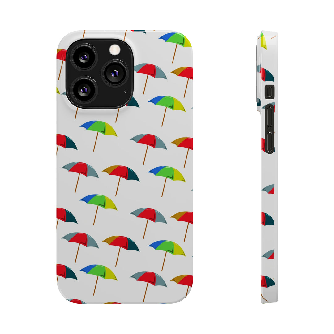 Slim Cute Phone Cases for Iphone - | iPhone 15 Case | iPhone 15 Pro Max Case, Iphone 14 Case, Iphone 14 Pro Max, Iphone 13, Colorful Beach Parasol - Studio40ParkLane