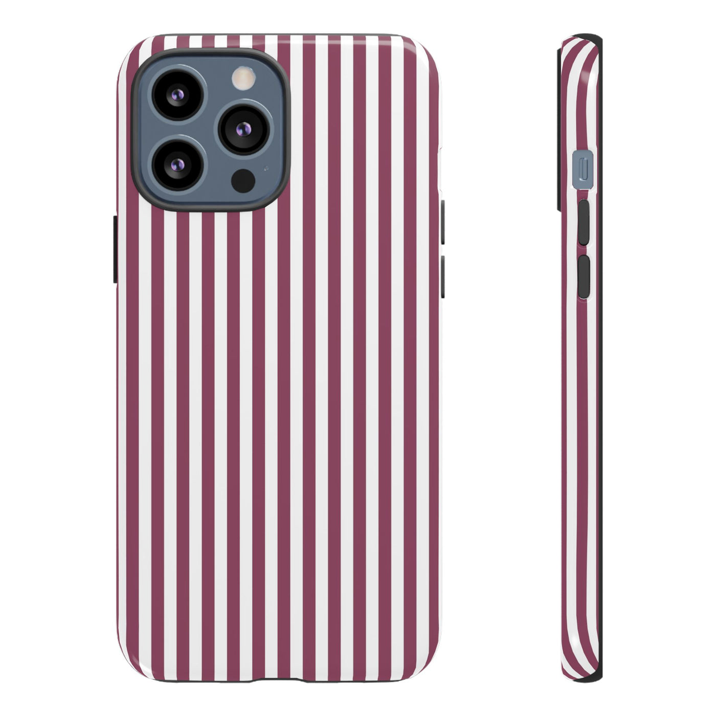 Tough Premium Old Claret Stripes Phone Case Gift for Her - For Apple iPhone 16 Pro Max 16e iPhone 15 Pro iPhone Iphone 14 Plus 13 Pro 12 SE XR - Studio40ParkLane