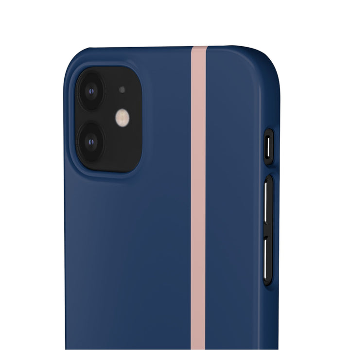 Sleek Navy Blue Pink Stripe Snap Phone Case for iPhone 18 17 16 15 14 13 Pro Max, Samsung Galaxy S26 S25 Ultra Lightweight Cute Phone Case - Studio40ParkLane