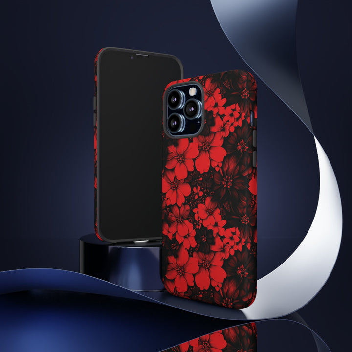 Cute IPhone Case | Red Black Flowers, iPhone 15 Case | iPhone 15 Pro Case, Iphone 14 Case, Iphone 14 Pro Max Case, Protective Iphone Case - Studio40ParkLane