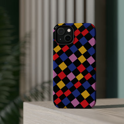 Aesthetic Colorful Checkerboard Tough Magsafe Phone Case - For iPhone 17 Pro Max iPhone 16 Pro iPhone 15 Iphone 14 Plus 13 Pro 12 11 Gift - Studio40ParkLane