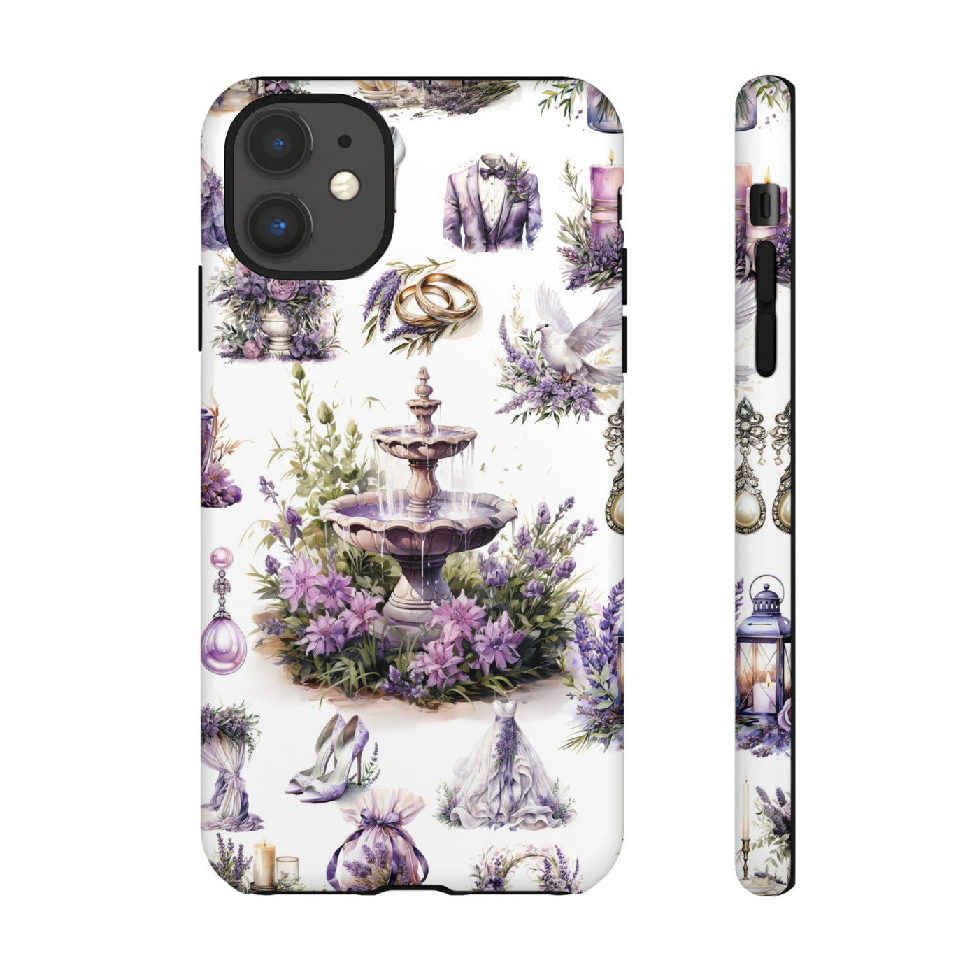 Impact Resistant, Lavender Wedding, Cute Phone Cases for Samsung S24, S23, S22, S21, IPhone 15 pro Iphone 14 pro Iphone 13 IPhone 12 Iphone 11