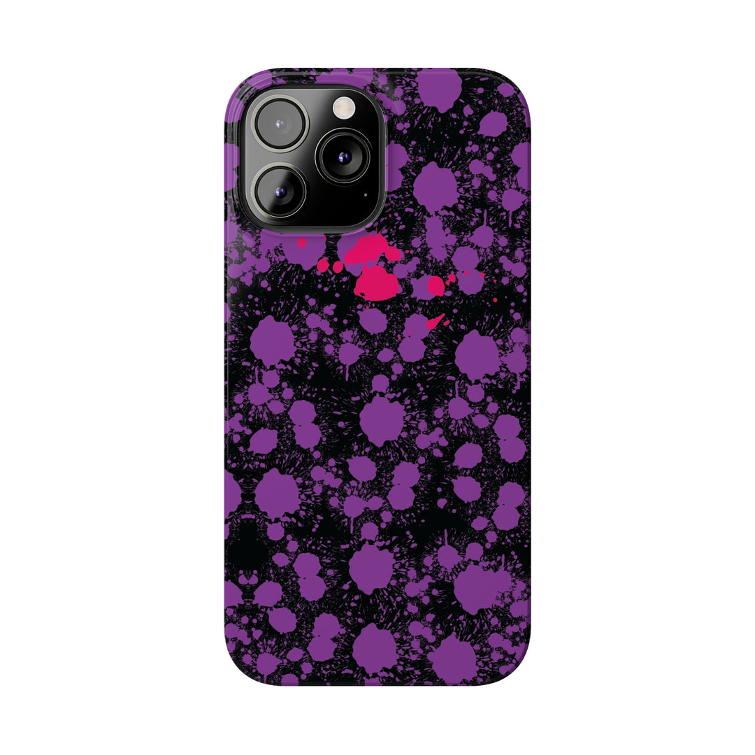 Slim Cute Phone Cases for Iphone - | iPhone 15 Case | iPhone 15 Pro Max Case, Iphone 14 Case, Iphone 14 Pro Max, Iphone 13, Purple Pink Paint Blots Splash - Studio40ParkLane