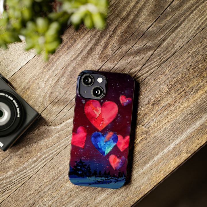 Slim Cute Phone Cases for Iphones - | iPhone 15 Case | iPhone 15 Pro Max Case, Iphone 14 Case, Iphone 14 Pro Max, Iphone 13, Night Sky Hearts Love - Studio40ParkLane