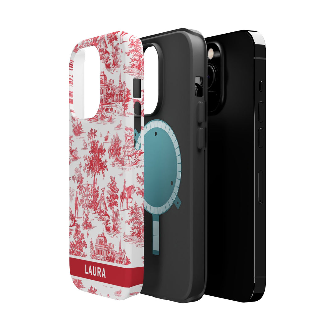 Magsafe French Toile Personalized Initial Custom Gift for Her Cute Phone Cases for Iphone 16 Pro Max | iPhone 15 Case | iPhone 15 Pro Max Case, Iphone 14, 13, 12, 11, 10, 8, 7 - Studio40ParkLane