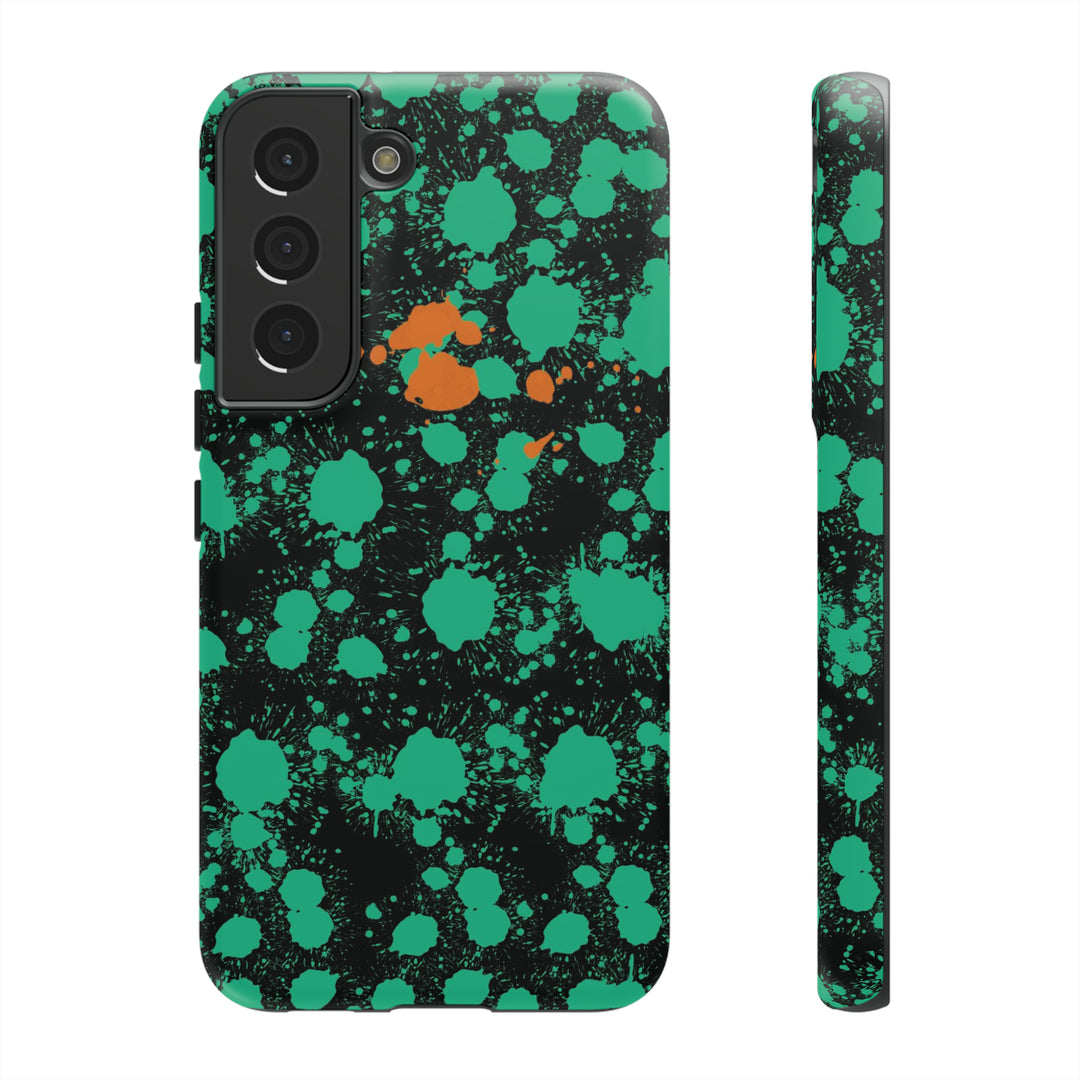 Cute Samsung Phone Case | Aesthetic Samsung Phone Case | Paint Splash Green Orange | Galaxy S23, S22, S21, S20 | Luxury Double Layer | Cool - Studio40ParkLane