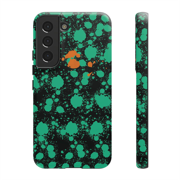 Cute Samsung Phone Case | Aesthetic Samsung Phone Case | Paint Splash Green Orange | Galaxy S23, S22, S21, S20 | Luxury Double Layer | Cool - Studio40ParkLane