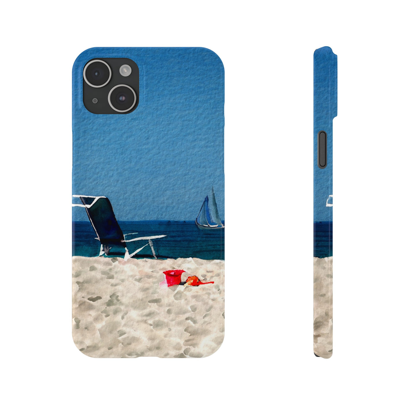 Slim Cute Phone Cases for Iphone - | iPhone 15 Case | iPhone 15 Pro Max Case, Iphone 14 Case, Iphone 14 Pro Max, Iphone 13, Summer Beach Chair Watercolor