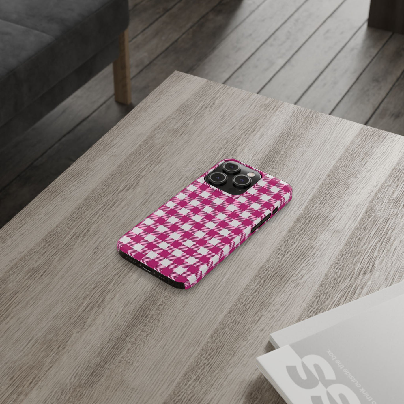 Slim Pink Gingham Gift for Her Cute Phone Cases for Iphone 16 Pro Max | iPhone 15 Case | iPhone 15 Pro Max Case, Iphone 14, 13, 12, 11, 10, 8, 7