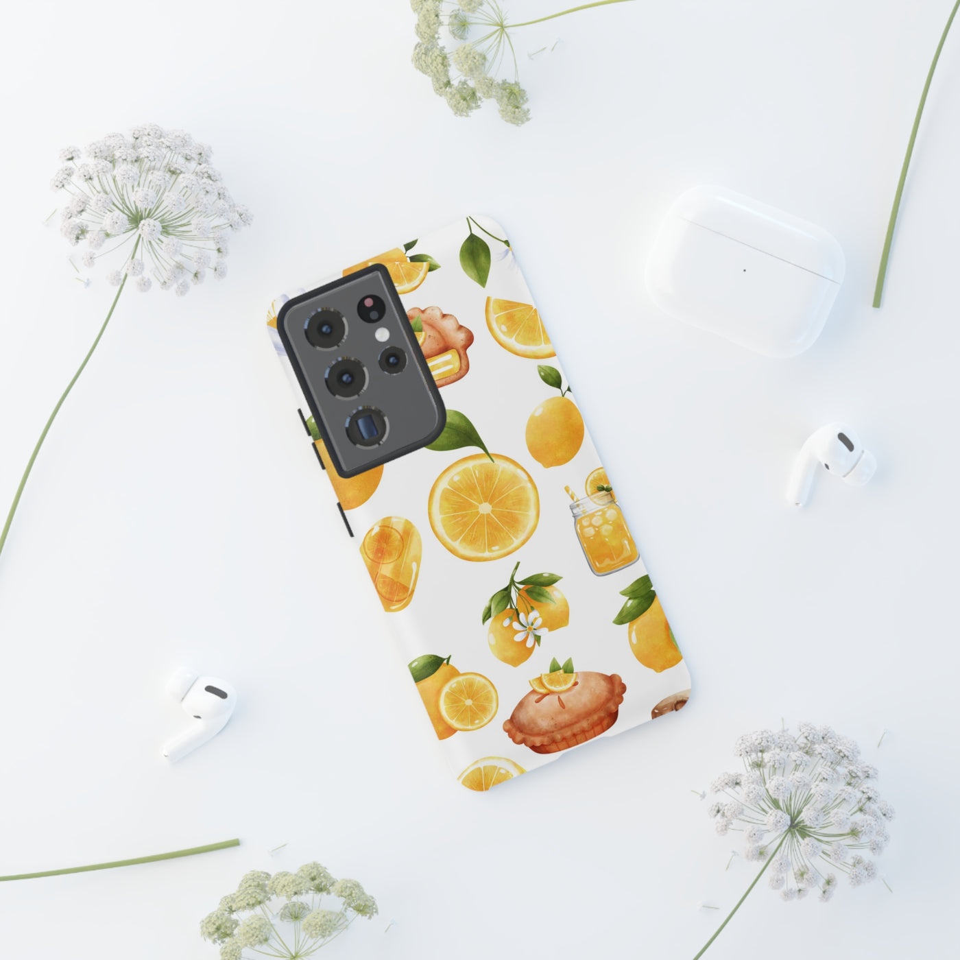 Cute Samsung Phone Case | Aesthetic Samsung Phone Case | Galaxy S23, S22, S21, S20 | Summer Fruit Lemons, Protective Phone Case