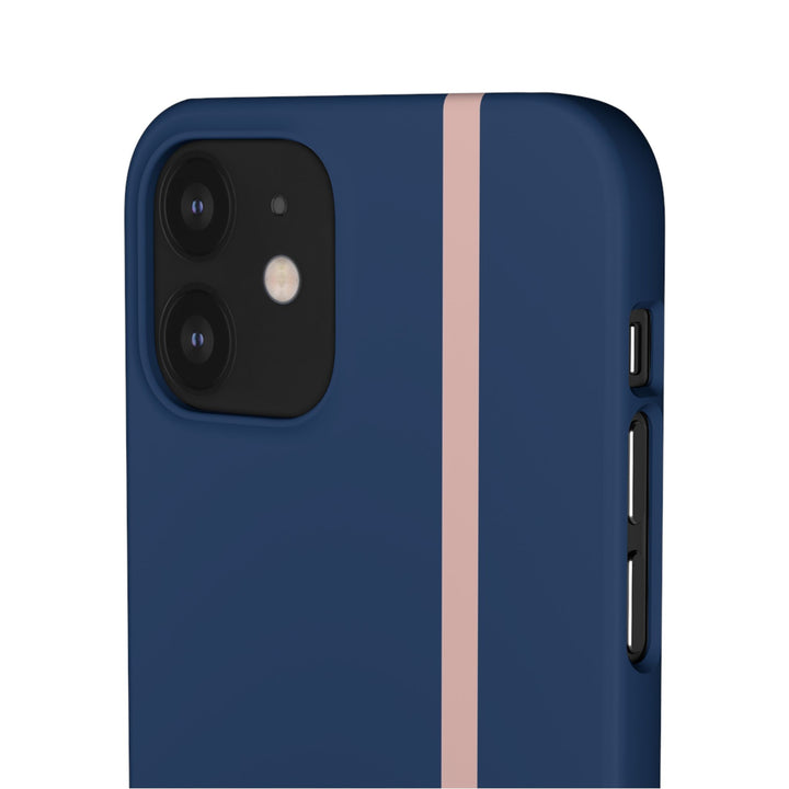 Sleek Navy Blue Pink Stripe Snap Phone Case for iPhone 18 17 16 15 14 13 Pro Max, Samsung Galaxy S26 S25 Ultra Lightweight Cute Phone Case - Studio40ParkLane
