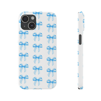 Slim Blue Bows Cute Phone Cases for Iphone 16 Pro Max | iPhone 15 Case | iPhone 15 Pro Max Case, Iphone 14, Iphone 14 Pro Max, Iphone 13 12 11 8 7