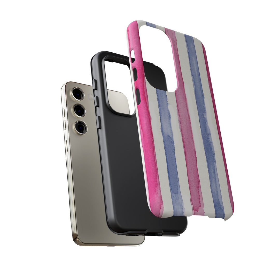 Tough Cute Pink Blue Stripes Phone Case, for IPhone 17 Pro Max | Iphone 17 Air, Iphone 16, IPhone 15, 14 13 12, Samsung Galaxy S26, S25, S24, S23 - Studio40ParkLane