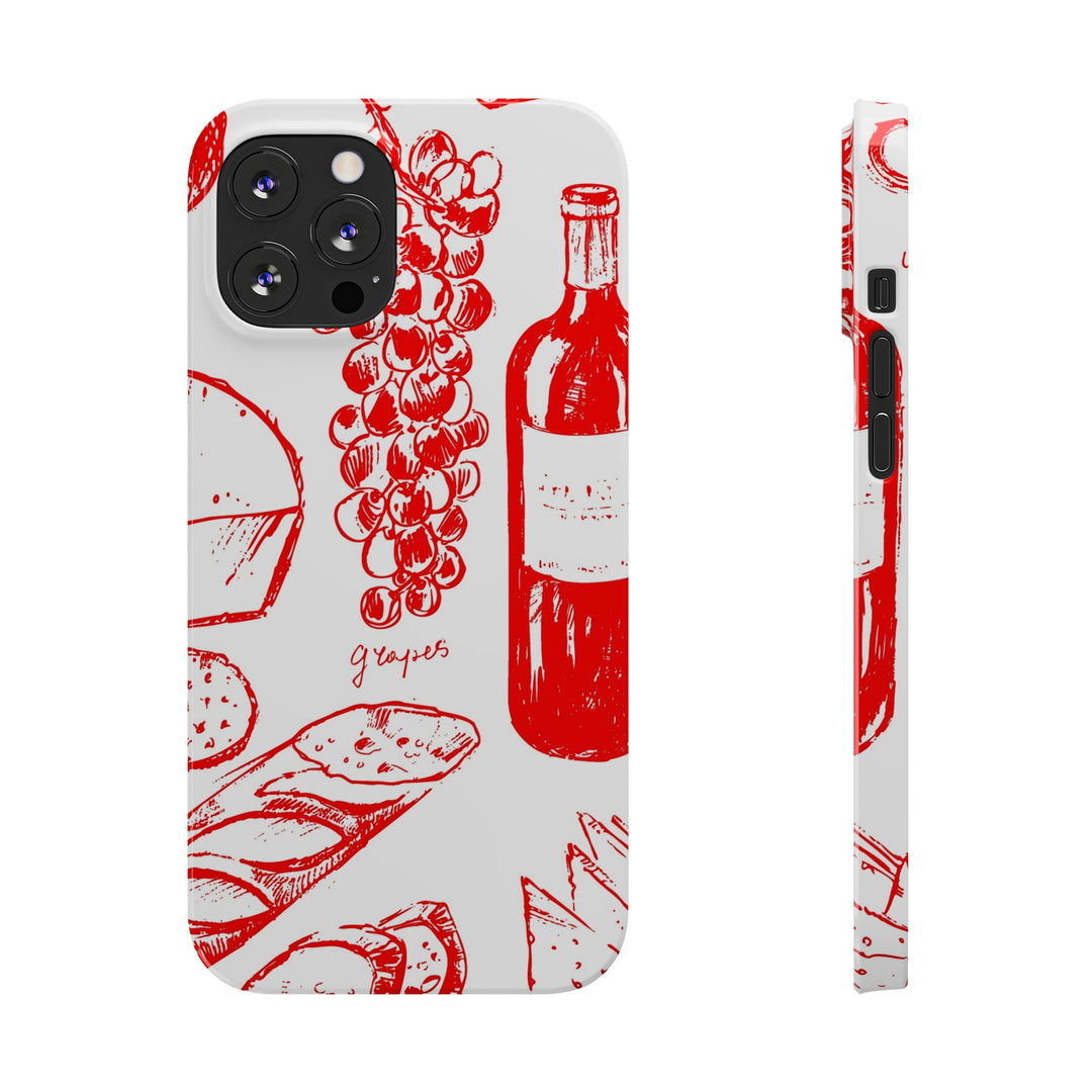 Slim Cute Phone Cases for Iphone | iPhone 15 Case | iPhone 15 Pro Max Case, Iphone 14, Iphone 14 Pro Max, Iphone 13, French Food Wine Red - Studio40ParkLane