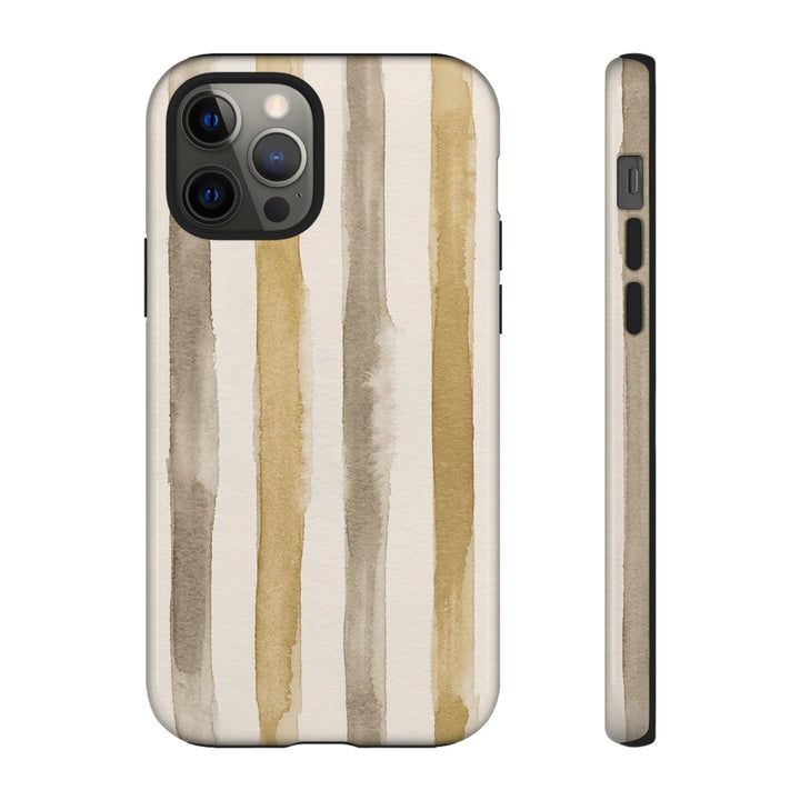 Tough Cute Brown Beige Stripes Phone Case, for IPhone 17 Pro Max | Iphone 17 Air, Iphone 16, IPhone 15, 14 13 12, Samsung Galaxy S26, S25, S24, S23 - Studio40ParkLane