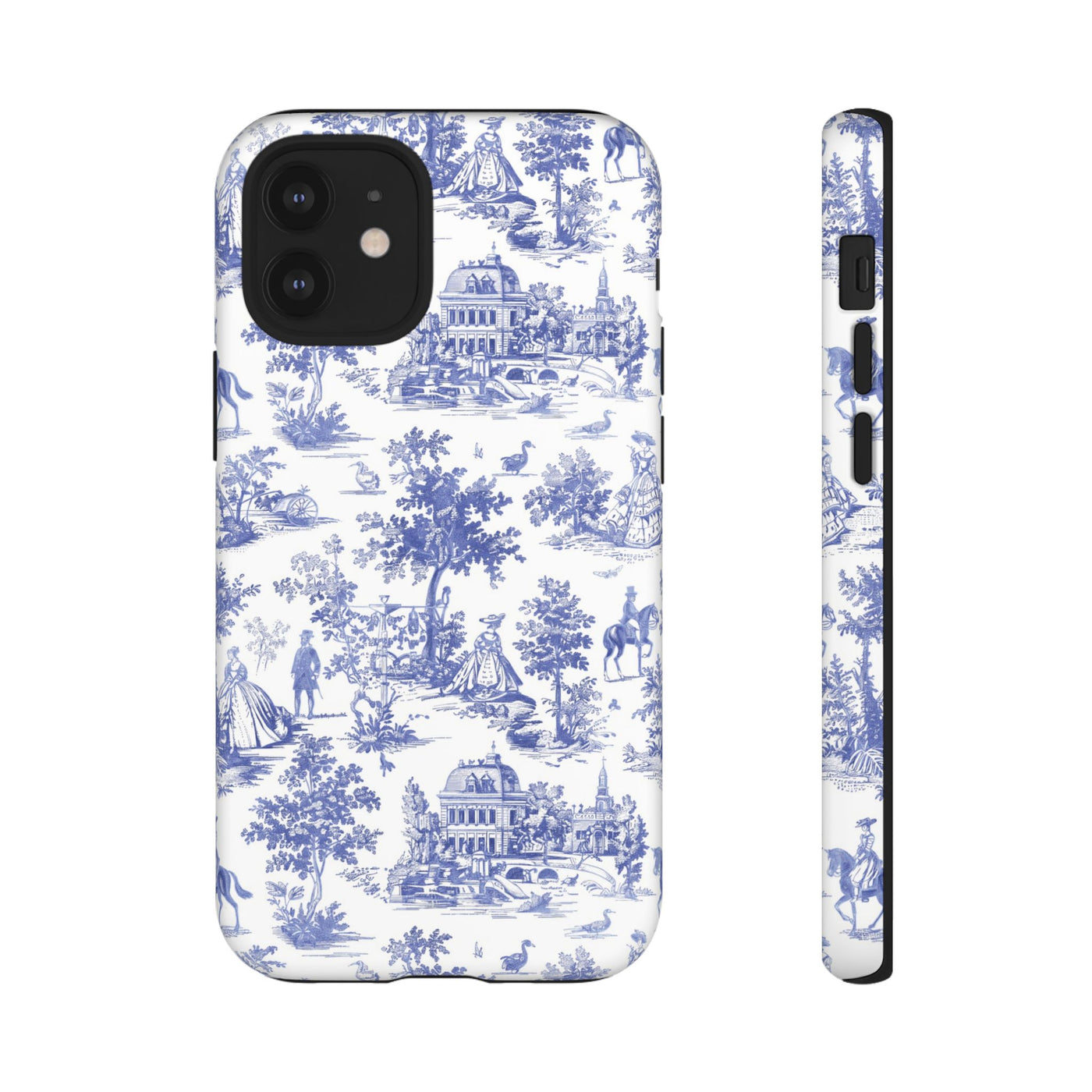 Premium Tough Blue French Toile Gift for Her Cute Phone Cases for Samsung and Iphone, 16, 15, 14, S24, S23, S22, S21, S20, Plus, Ultra, Pro