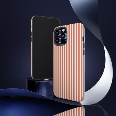 Tough Premium Peach Stripes Phone Case Gift for Her - For Apple iPhone 16 Pro Max 16e iPhone 15 Pro iPhone Iphone 14 Plus 13 Pro 12 SE XR - Studio40ParkLane