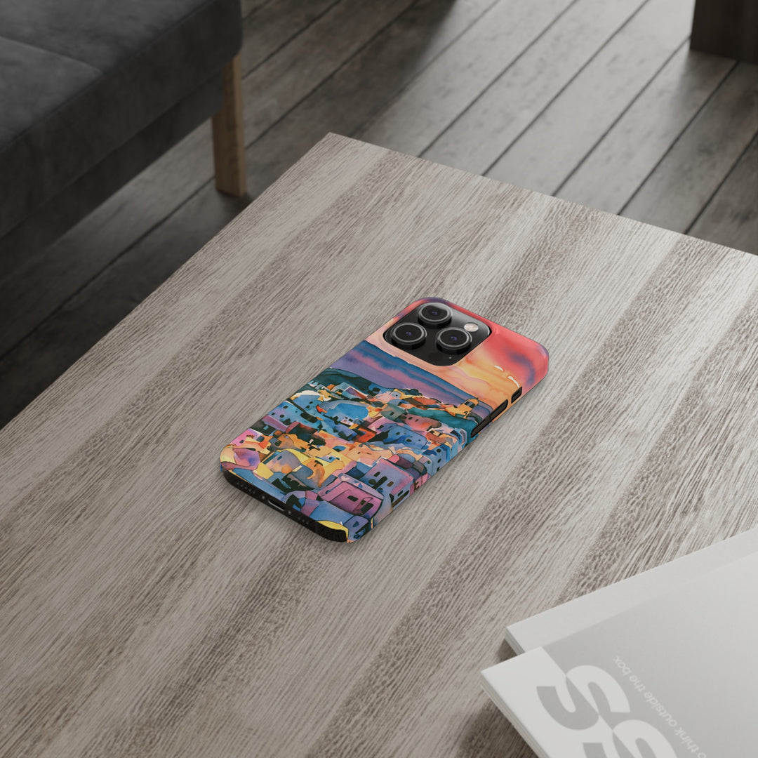 Slim Cute Phone Cases for Iphone | iPhone 15 Case | iPhone 15 Pro Max Case, Iphone 14, Iphone 14 Pro Max, Iphone 13, Colorful Greek House Watercolor - Studio40ParkLane