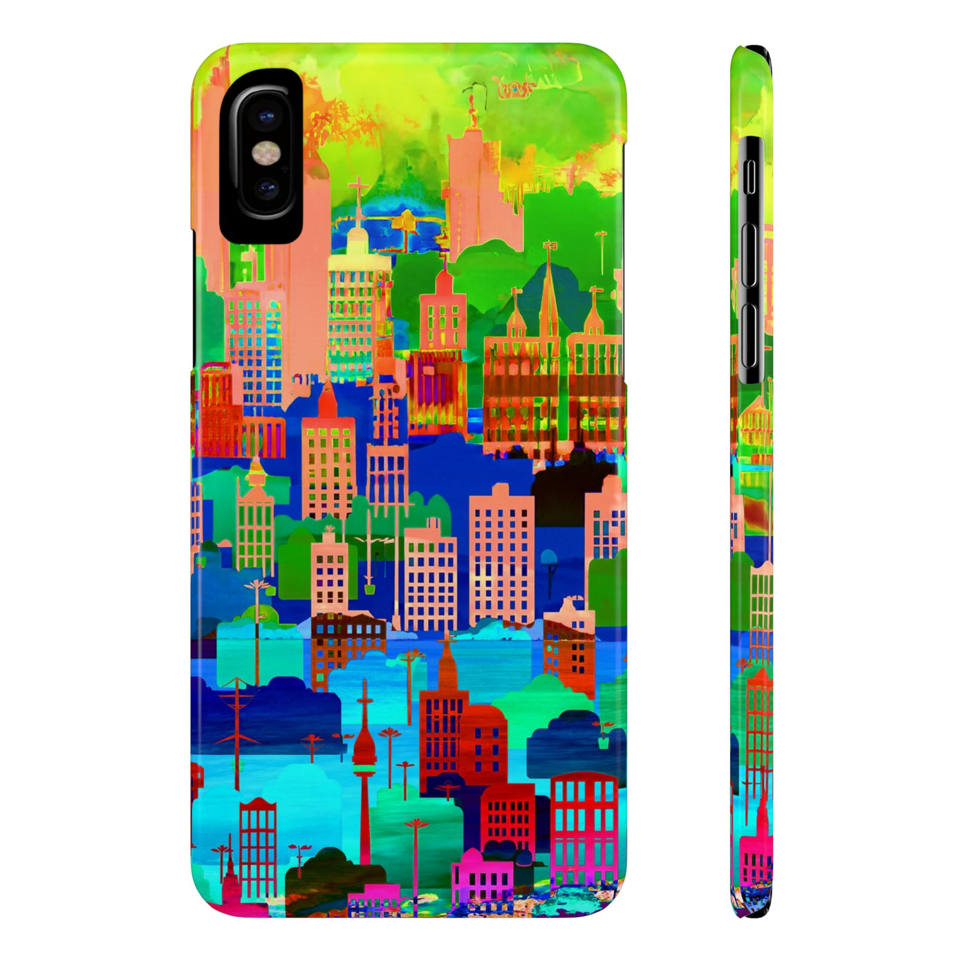 Slim Cute Phone Cases for Iphone - | iPhone 15 Case | iPhone 15 Pro Max Case, Iphone 14 Case, Iphone 14 Pro Max, Iphone 13, Summer City Skyline