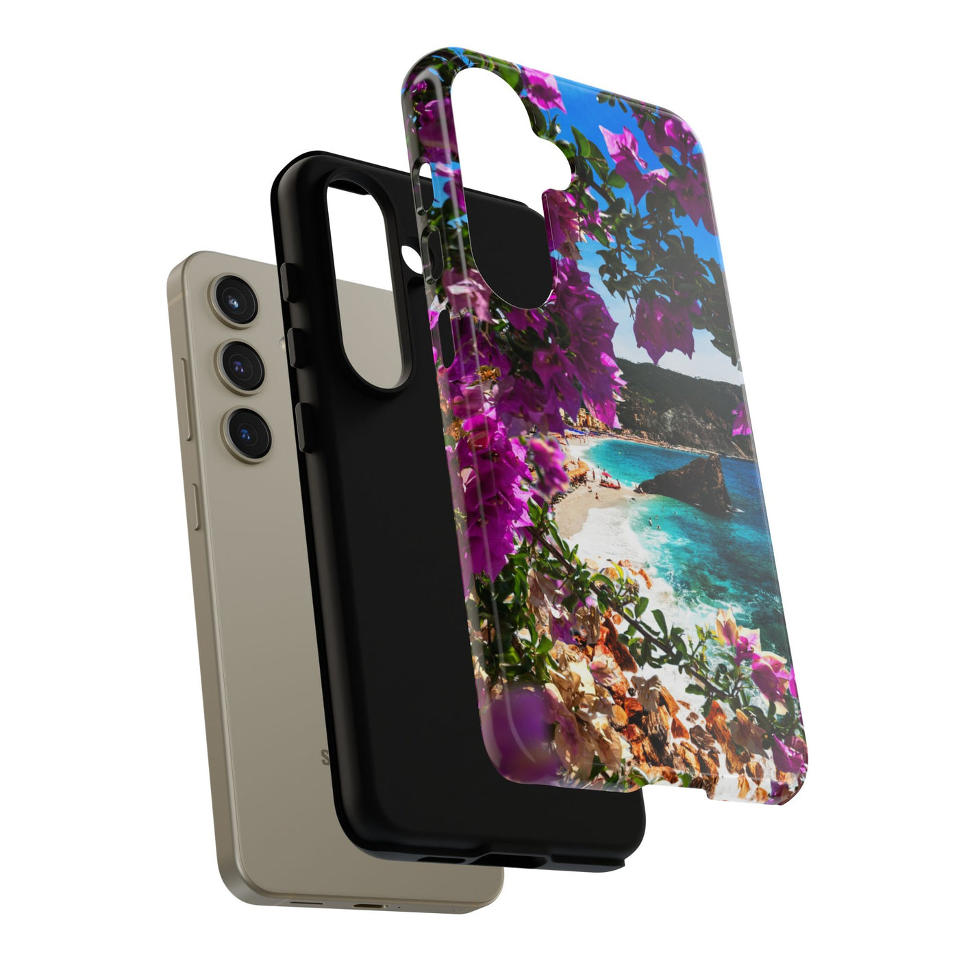 Impact Resistant, Bougainvillea Seaview, Cute Phone Cases for Samsung S24, S23, S22, S21, IPhone 15 pro Iphone 14 pro Iphone 13 IPhone 12 Iphone 11