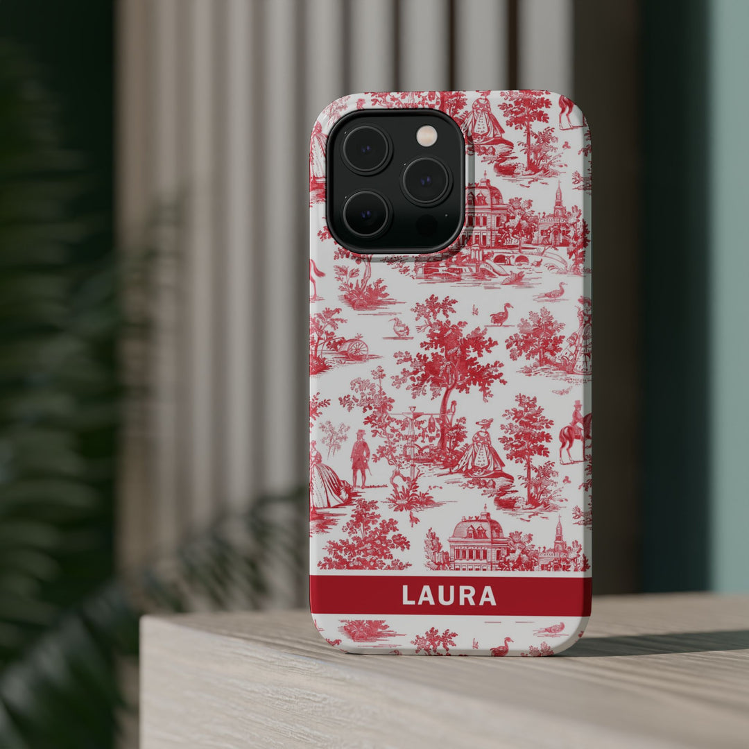 Magsafe French Toile Personalized Initial Custom Gift for Her Cute Phone Cases for Iphone 16 Pro Max | iPhone 15 Case | iPhone 15 Pro Max Case, Iphone 14, 13, 12, 11, 10, 8, 7 - Studio40ParkLane
