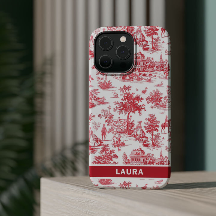 Magsafe French Toile Personalized Initial Custom Gift for Her Cute Phone Cases for Iphone 16 Pro Max | iPhone 15 Case | iPhone 15 Pro Max Case, Iphone 14, 13, 12, 11, 10, 8, 7 - Studio40ParkLane