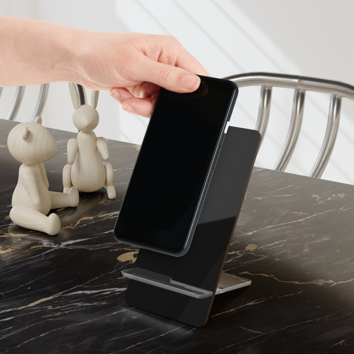 Phone Stand, Sharp Black Design for Iphones 16, Iphone 15, 14, 13, 12 Samsung Galaxy S24, S23, S22, S21 and Google Pixel 8