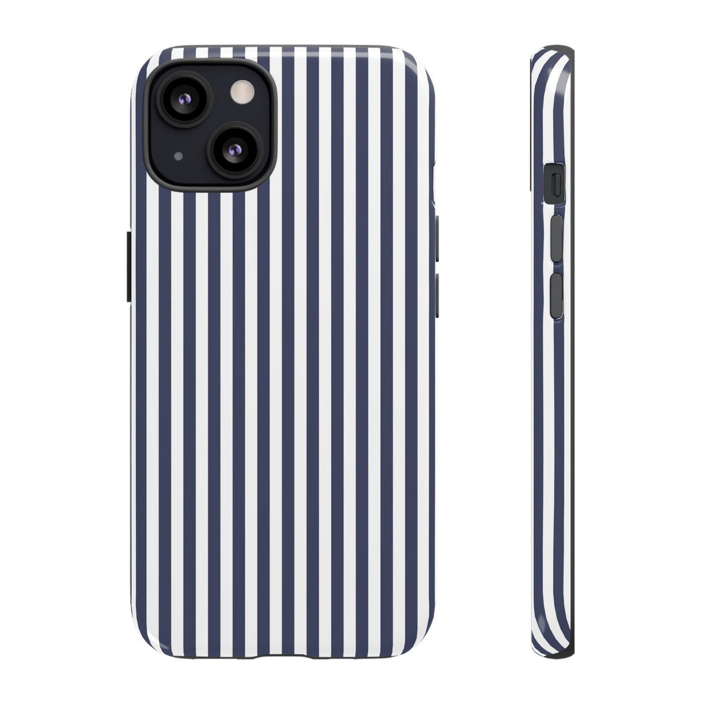 Tough Premium Navy Blue Stripes Phone Case Gift for Her - For Apple iPhone 16 Pro Max 16e iPhone 15 Pro iPhone Iphone 14 Plus 13 Pro 12 SE XR - Studio40ParkLane