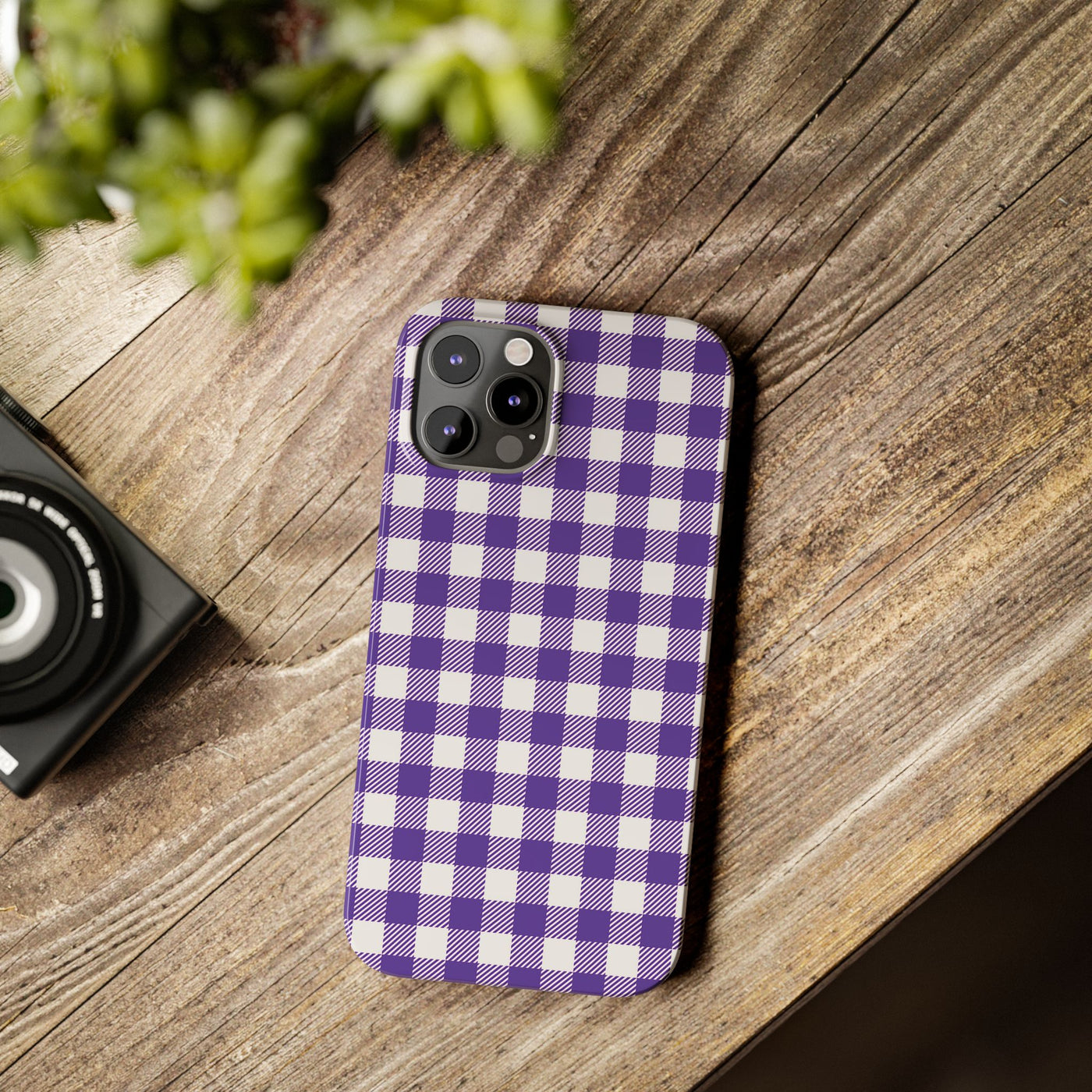 Slim Purple Gingham Gift for Her Cute Phone Cases for Iphone 16 Pro Max | iPhone 15 Case | iPhone 15 Pro Max Case, Iphone 14, 13, 12, 11, 10, 8, 7