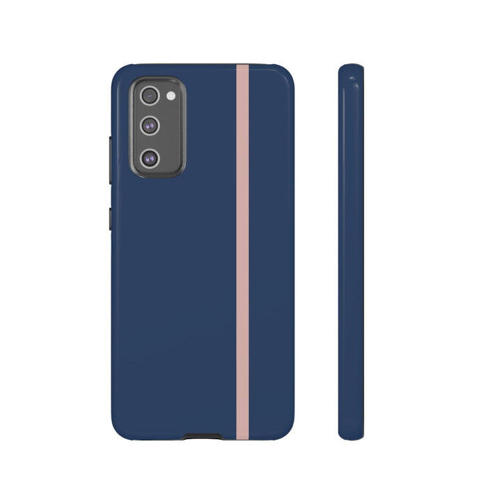 Tough Phone Case Navy Blue Orange Stripe iPhone 18 17 16 15 14 13 12 Pro Max Plus, Samsung Galaxy S26 S25 S24 Ultra Cute Preppy Sport - Studio40ParkLane